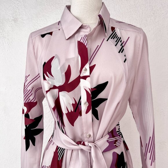 NWT NU PARCC The Color House Pink Floral Shirt Dress with Pockets Size 6 / Small - Picture 2 of 16